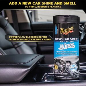 Meguiar's New Car Scent Protectant Wipes - Easy to Use Car Wipes that Protect and Freshen Your Car's Interior - Ideal for Car Detailing & Maintenance - 30 Ct