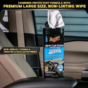 Meguiar's New Car Scent Protectant Wipes - Easy to Use Car Wipes that Protect and Freshen Your Car's Interior - Ideal for Car Detailing & Maintenance - 30 Ct