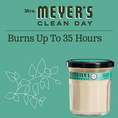 Mrs. Meyer's Soy Aromatherapy Candle, 35 Hour Burn Time, Made with Soy Wax and Essential Oils, Basil, 7.2 oz