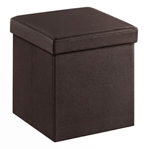 songmics 15" x 15" x 15" storage ottoman cube / footrest stool / coffee table / puppy step, holds up to 660lbs , faux leather ,brown ulsf10b
