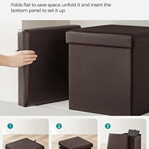 SONGMICS 15" x 15" x 15" Storage Ottoman Cube / Footrest Stool / Coffee Table / Puppy Step, Holds Up to 660lbs , Faux Leather ,Brown ULSF10B