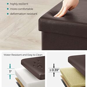 SONGMICS 15" x 15" x 15" Storage Ottoman Cube / Footrest Stool / Coffee Table / Puppy Step, Holds Up to 660lbs , Faux Leather ,Brown ULSF10B