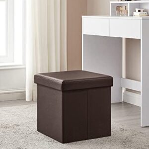 SONGMICS 15" x 15" x 15" Storage Ottoman Cube / Footrest Stool / Coffee Table / Puppy Step, Holds Up to 660lbs , Faux Leather ,Brown ULSF10B