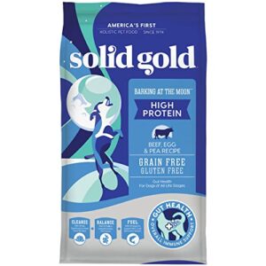 solid gold grain free dry dog food for adult & senior dogs - made with real beef, egg, and pea - barking at the moon high protein dog food for high energy, sensitive stomach and immune support
