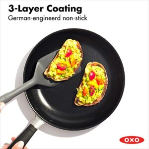 OXO Good Grips 12" Frying Pan Skillet, 3-Layered German Engineered Nonstick Coating, Stainless Steel Handle with Nonslip Silicone, Black