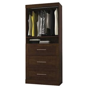 Bestar Pur 36W Shelving Unit with 3 Drawers in Chocolate