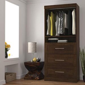 Bestar Pur 36W Shelving Unit with 3 Drawers in Chocolate