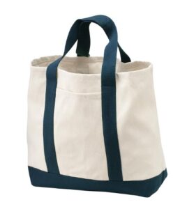 port authority - two-tone shopping tote osfa natural/navy