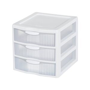 sterilite small 3 drawer storage unit-8.5"x7.25"x6.875" white, clear drawers