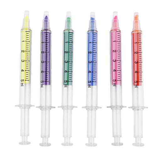 BestGrew® 4 Syringe Pens + 6 Syringe Highlighters Fluorescent Needle Watercolor Pen