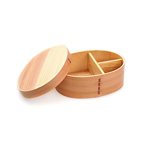 Miraclekoo Wooden Lunch Box for Kids/Adult,Japanese Bento Box with divider Wood Bento Lunch Box for Picnicking Office Hiking Camping