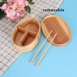 Miraclekoo Wooden Lunch Box for Kids/Adult,Japanese Bento Box with divider Wood Bento Lunch Box for Picnicking Office Hiking Camping