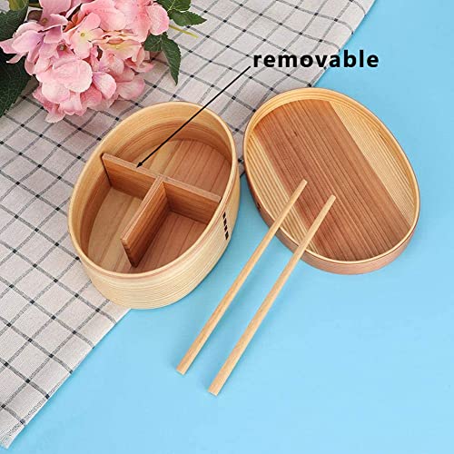 Miraclekoo Wooden Lunch Box for Kids/Adult,Japanese Bento Box with divider Wood Bento Lunch Box for Picnicking Office Hiking Camping