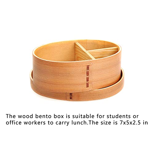 Miraclekoo Wooden Lunch Box for Kids/Adult,Japanese Bento Box with divider Wood Bento Lunch Box for Picnicking Office Hiking Camping