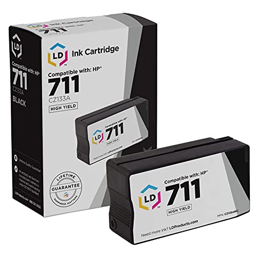 LD © Remanufactured Replacement for Hewlett Packard CZ133A (HP 711) Black Ink Cartridge for use in HP DesignJet T120, and T520 Printers