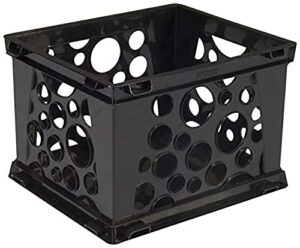 storex 1466435 mini stackable storage crate, 9" x 7-3/4" x 6.375" size, black