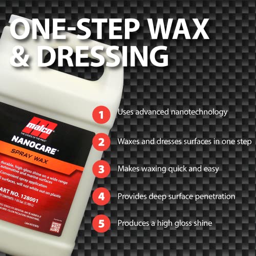 Malco Nano Care Spray Wax - Interior and Exterior Car Wax / Provides Long-Lasting Shine and Protection Both Inside and Outside Vehicle / 1 Gallon (128001)