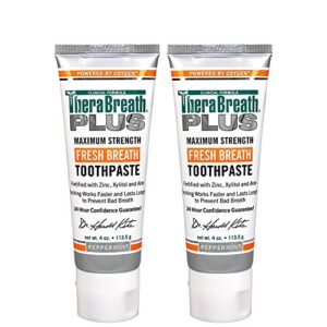 therabreath plus fresh breath maximum strength 24-hour toothpaste with zinc, xylitol and aloe, 4 ounce (pack of 2)