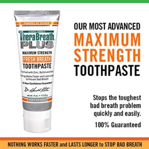 TheraBreath Plus Fresh Breath Maximum Strength 24-Hour Toothpaste with Zinc, Xylitol and Aloe, 4 Ounce (Pack of 2)