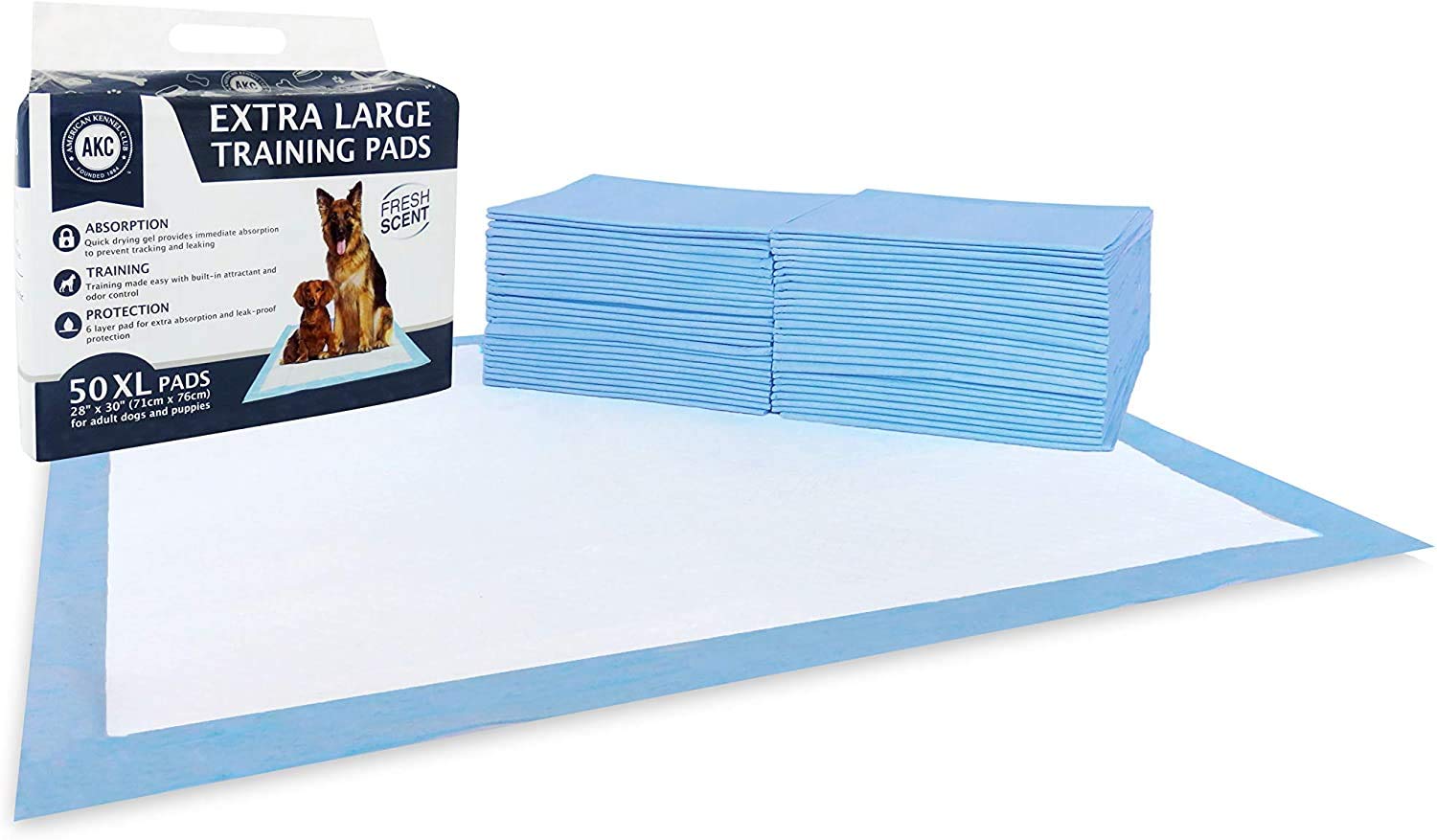 Ultra Absorbent Odor Control Training Pads For Dogs Leak-proof Quick Dry Gel â€“ Extra Large 30 x 28 Pee Pads - Fresh Scented - 50 Count, Pack of 1