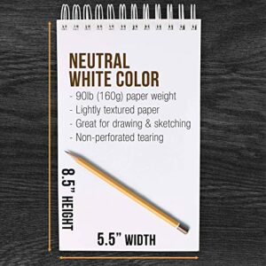 U.S. Art Supply 5.5" x 8.5" Top Spiral Bound Sketch Book Pad, Pack of 2, 30 Sheets Each, 90lb (160gsm) - Acid-Free Heavyweight Paper, Artist Sketching Drawing Pad - Pencils, Charcoal - Adults, Student