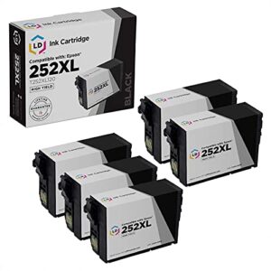 ld remanufactured ink cartridge replacement for epson 252xl t252xl120 high yield (black, 5-pack)