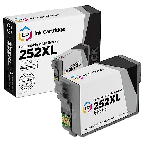 LD Products Remanufactured Replacements for Epson 252XL Black Ink Cartridge (2-Pack) High Yield Compatible with Workforce Printers WF-3620, WF-2640, WF-7110, WF-7610, WF-7620