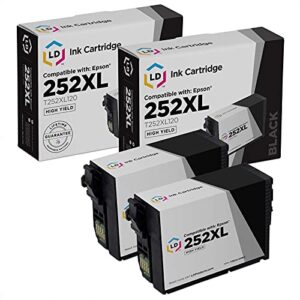 ld products remanufactured replacements for epson 252xl black ink cartridge (2-pack) high yield compatible with workforce printers wf-3620, wf-2640, wf-7110, wf-7610, wf-7620