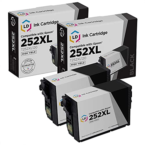 LD Products Remanufactured Replacements for Epson 252XL Black Ink Cartridge (2-Pack) High Yield Compatible with Workforce Printers WF-3620, WF-2640, WF-7110, WF-7610, WF-7620