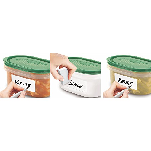 Erasable Food Labels 4-Pack Starter Kits With Pen & Erasers, Reusable Label Multi-Color, Freezer, Microwave & Dishwasher Safe Kitchen Tool for All-Purpose Meal Organization by Jokari