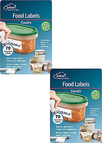 Jokari Erasable Food Labels 2 Pack Refill, Reusable, Freezer, Microwave and Dishwasher Safe Kitchen Tool for All Purpose Meal