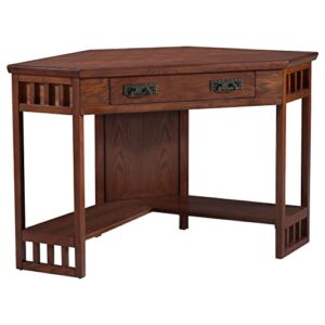 leick home since 1910 corner computer and writing desk, mission oak finish