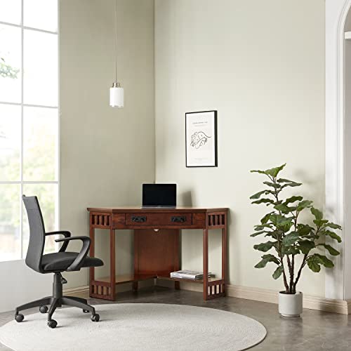 Leick Home SINCE 1910 Corner Computer and Writing Desk, Mission Oak Finish