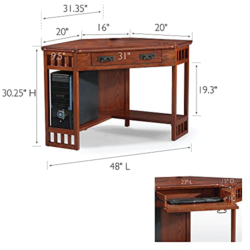 Leick Home SINCE 1910 Corner Computer and Writing Desk, Mission Oak Finish