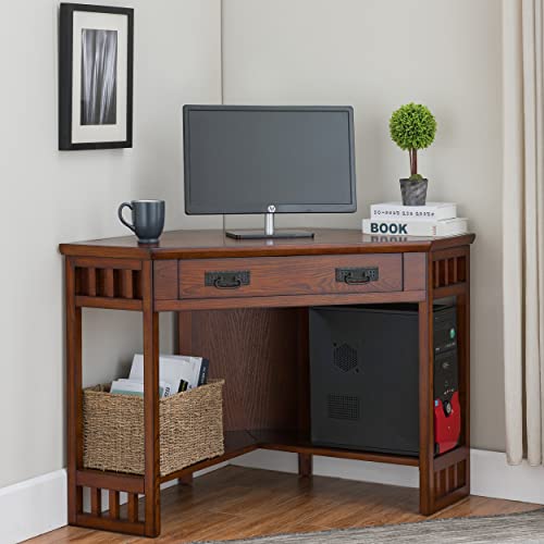 Leick Home SINCE 1910 Corner Computer and Writing Desk, Mission Oak Finish