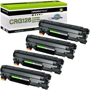 greencycle 4 pack compatible toner cartridge replacement for canon 126 crg-126 crg126 3483b001 black for use in imageclass lbp6200d, and lbp6230dw wireless laser printers
