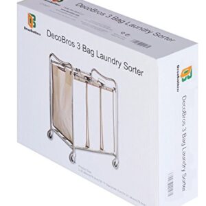 AUEY Heavy-Duty 3-Bag Laundry Sorter Cart Hamper Organizer