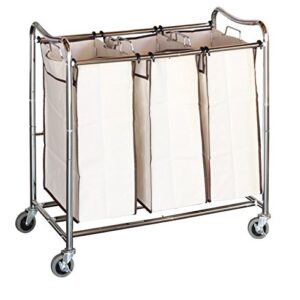 AUEY Heavy-Duty 3-Bag Laundry Sorter Cart Hamper Organizer