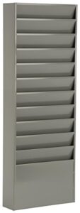 displays2go office file folder wall rack, 11 tiered pockets, medical chart folders (gray powder coated steel)