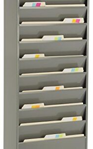 Displays2go Office File Folder Wall Rack, 11 Tiered Pockets, Medical Chart Folders (Gray Powder Coated Steel)