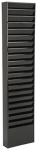 displays2go file folder wall rack, 20 pockets, tiered, office and medical charts (black, powder coated steel)