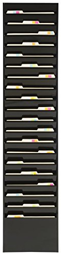 Displays2go File Folder Wall Rack, 20 Pockets, Tiered, Office and Medical Charts (Black, Powder Coated Steel)