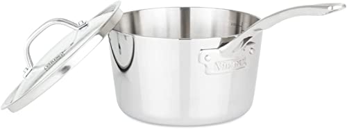 Viking Culinary Contemporary 3-Ply Stainless Steel Saucepan, 3.4 Quart, Includes Glass Lid, Dishwasher, Oven Safe, Works on All Cooktops including Induction