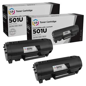 ld products compatible toner cartridge replacement for lexmark 501u 50f1u00 ultra high yield (black, 2-pack) for use in ms510dn, ms610de, ms610dn, ms610dte, and ms610dtn