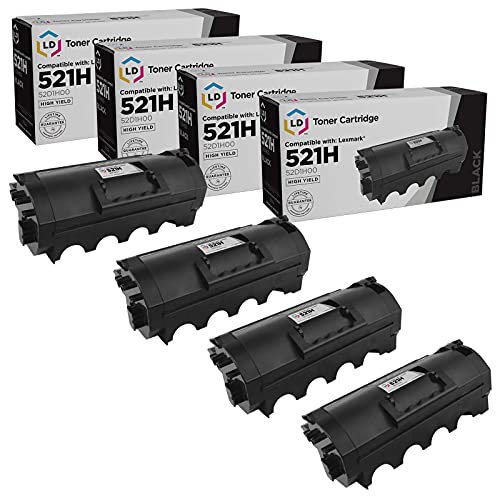 LD Products Compatible Toner Cartridge Replacement for Lexmark 521 High Yield (Black,4- Pack) for use in Lexmark MS710dn MS710n MS711dn MS810de MS810dn MS810dtn MS811dtn MS811n MS812dek MS812dn