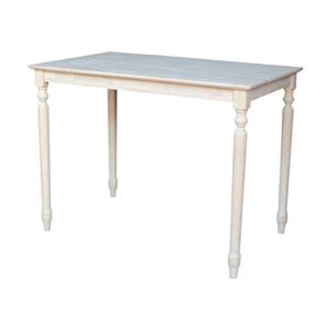 international concepts table top solid with wood counter height turned legs, 30 by 48-inch, unfinished