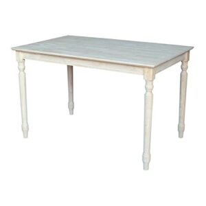international concepts table top solid with wood standard height turned legs, 30 by 48-inch, unfinished