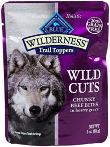 blue buffalo wilderness trail toppers chunky beef bites dog food, 24 by 3 oz.
