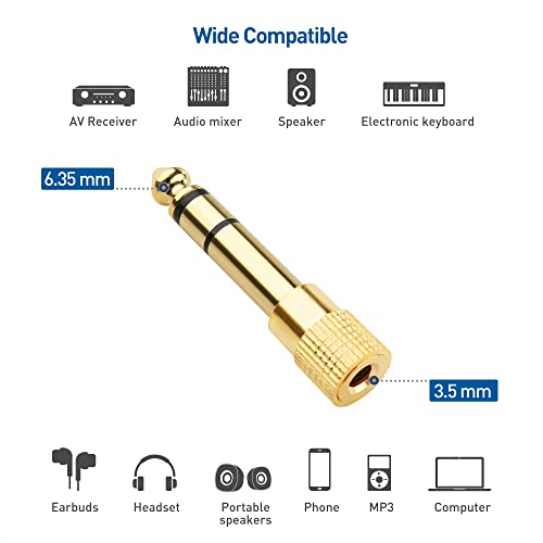 Cable Matters 5-Pack 1/4 to 1/8 Headphone Adapter (3.5mm to 1/4 Adapter, 6.35mm to 3.5mm Adapter)