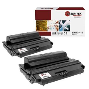 laser tek services compatible high yield toner cartridge replacement for xerox 3300 106r01412 works with xerox phaser 3300 mfp printers (black, 2 pack) - 8,000 pages